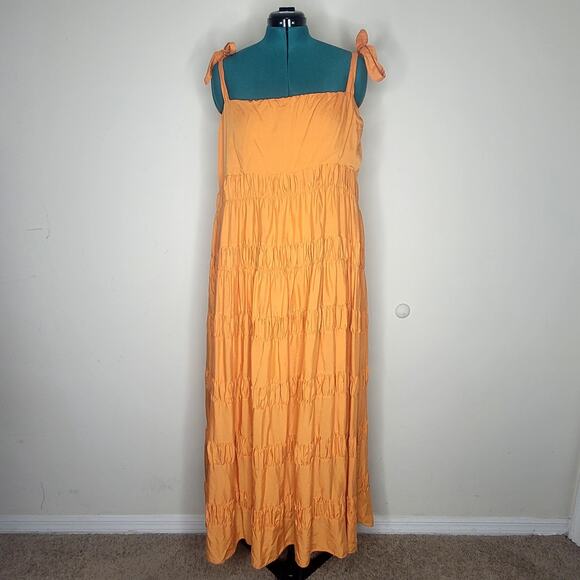 Dissh Amma‎ Marigold Tie Midi Dress Linen Tencel Blend Sustainable US 10 / AU 14 - Picture 2 of 8